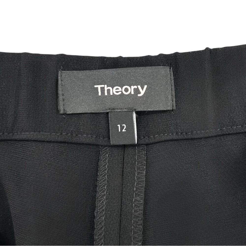 Theory Demitria Admiral Crepe Trousers - Black Pull On Mid Rise Pants sz 12 - Picture 8 of 12